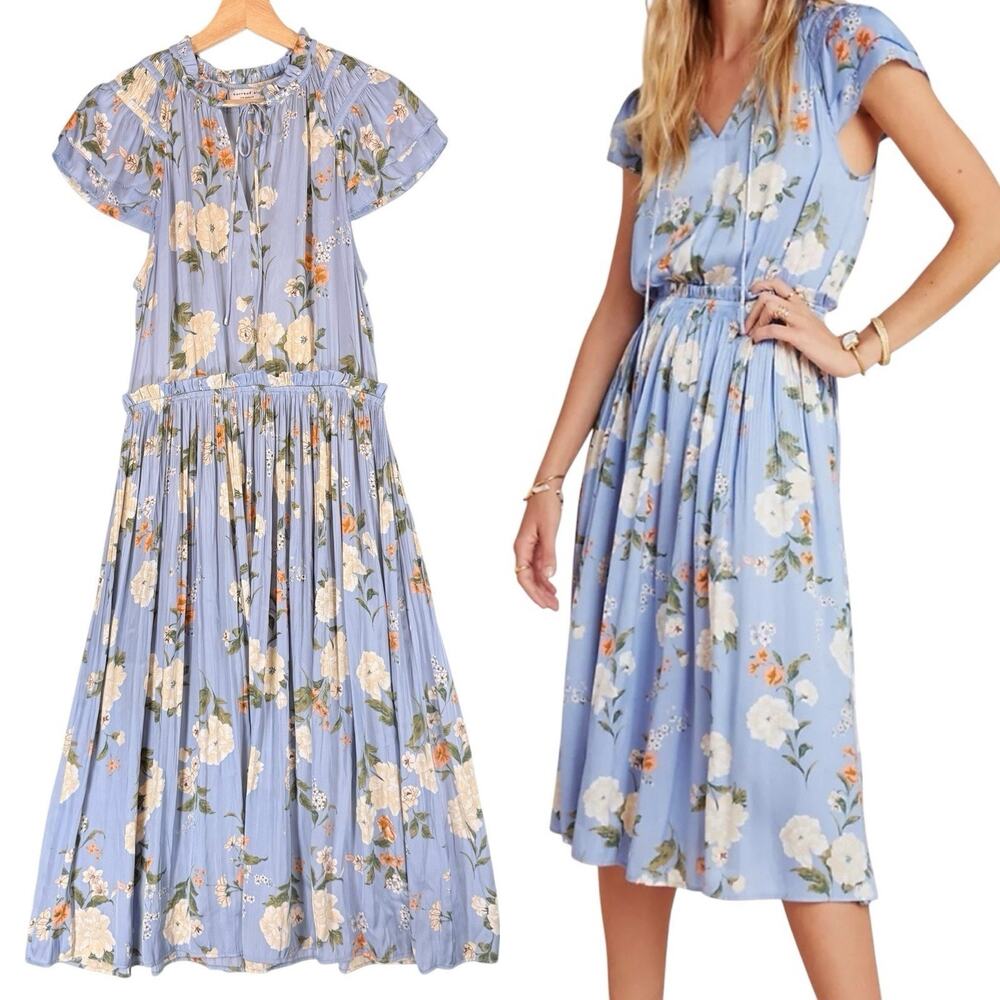 Current Air Blue Floral Midi Dress